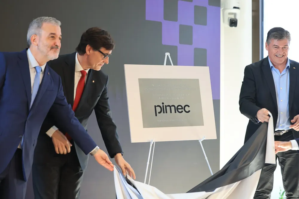 Illa-Colboni-Cañete El presidente de la Generalitat, Salvador Illa, elogió el papel de la patronal 